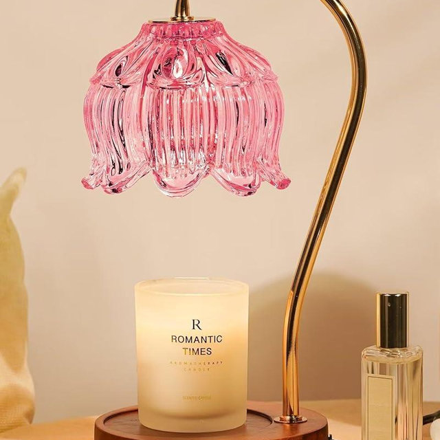 Funistree Pink Candle Warmer Lamp with Timer, Dimmable Candle Lamp Warmer, Birthday Gift Idea for Women Mom Who Have Everything, House Warming for New Home, Lotus Wax Melt Warmer for Jar Candles