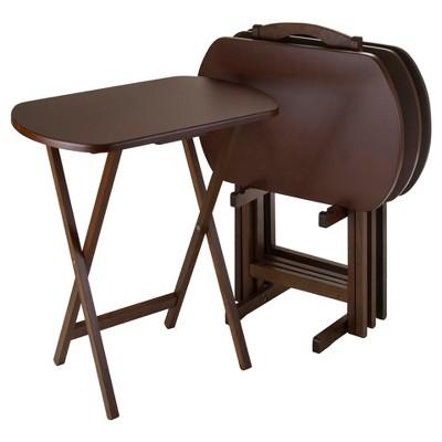 Corbett 4 Piece Oversize Oblong Snack Table Set - Antique Walnut - Winsome