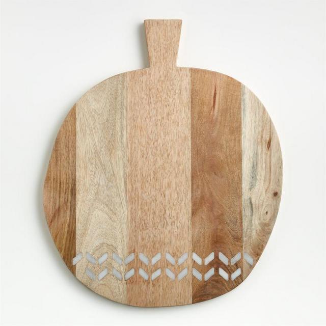 Isadore Round Marble Inlay Wood Serving Board