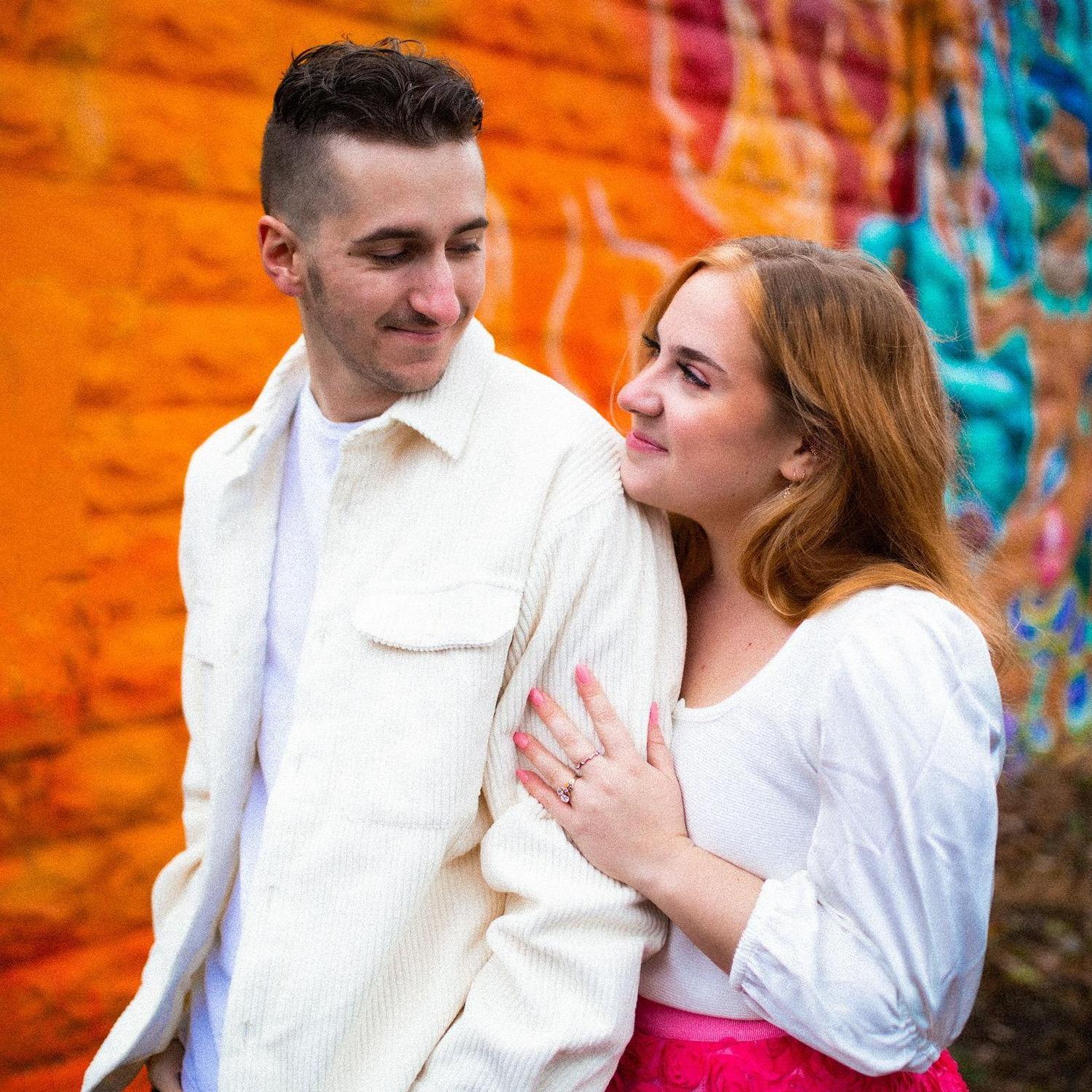 Part of our engagement set, taken at 934 Gallery on Cleveland Avenue in Columbus. Photo by India Jade Orban, editing by Liz.