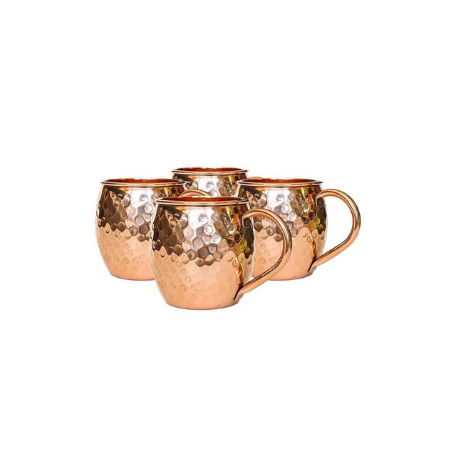 Set of 4 Modern Home Authentic 100% Solid Copper Hammered Moscow Mule Mug - Handmade in India