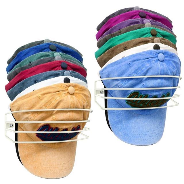 Fikoksol Hat Rack for Wall and Door, [2-Pack] Metal Hat Organizers for Baseball Caps Storage Hold Up to 30 Caps Hangers Strong Ball Cap Holder Beige White