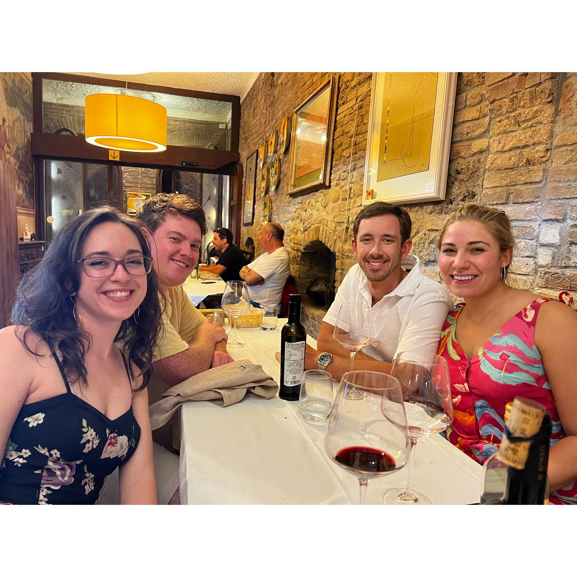 Dinner in San Gimignano during our family Italy trip!