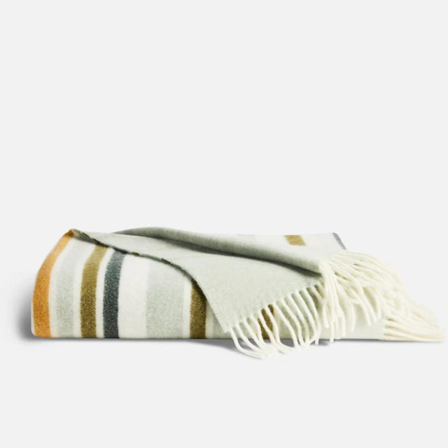 Striped Lambswool Throw Blanket
