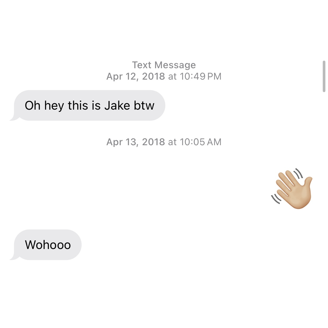 The first texts we ever exchanged.