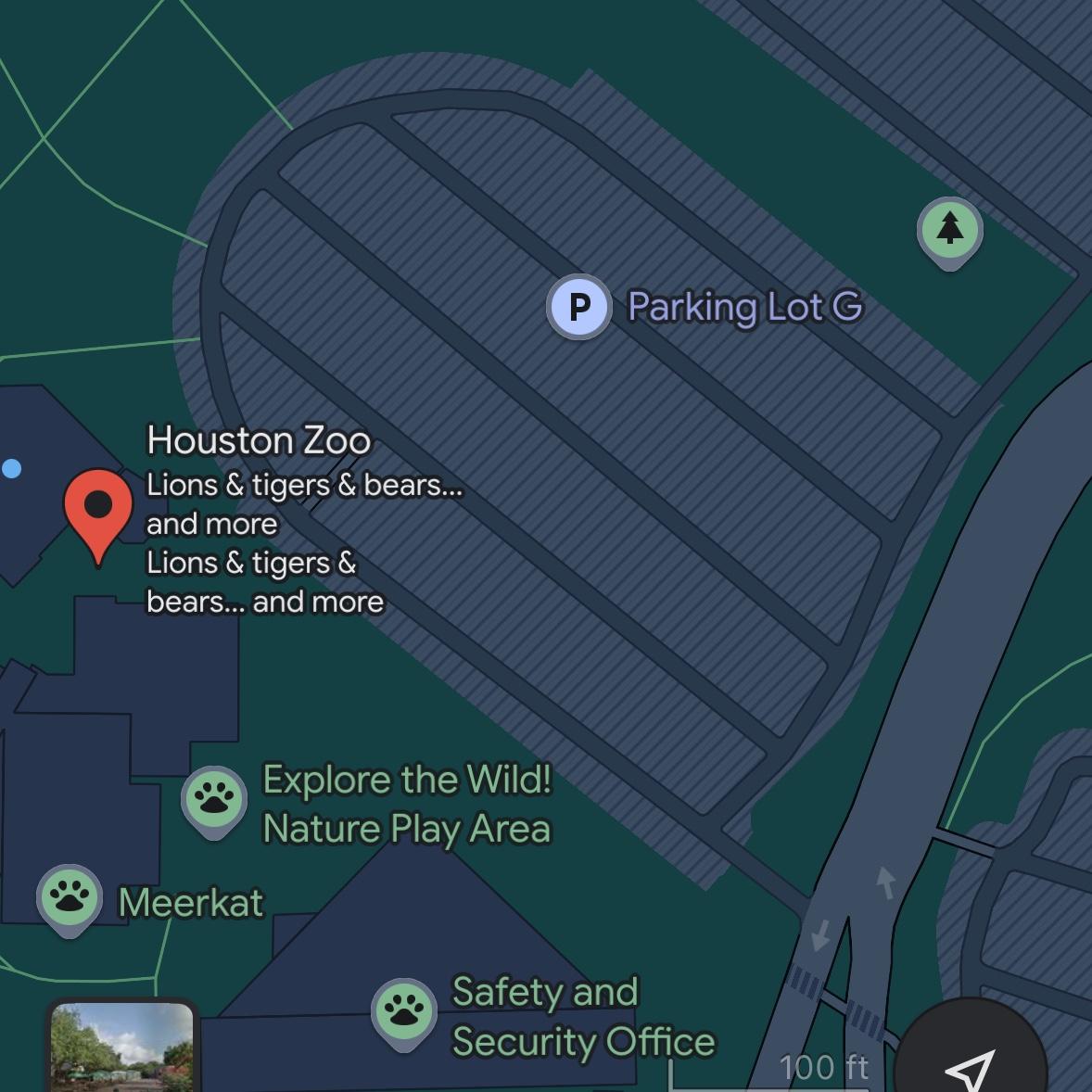 Houston Zoo and Parking Lot G