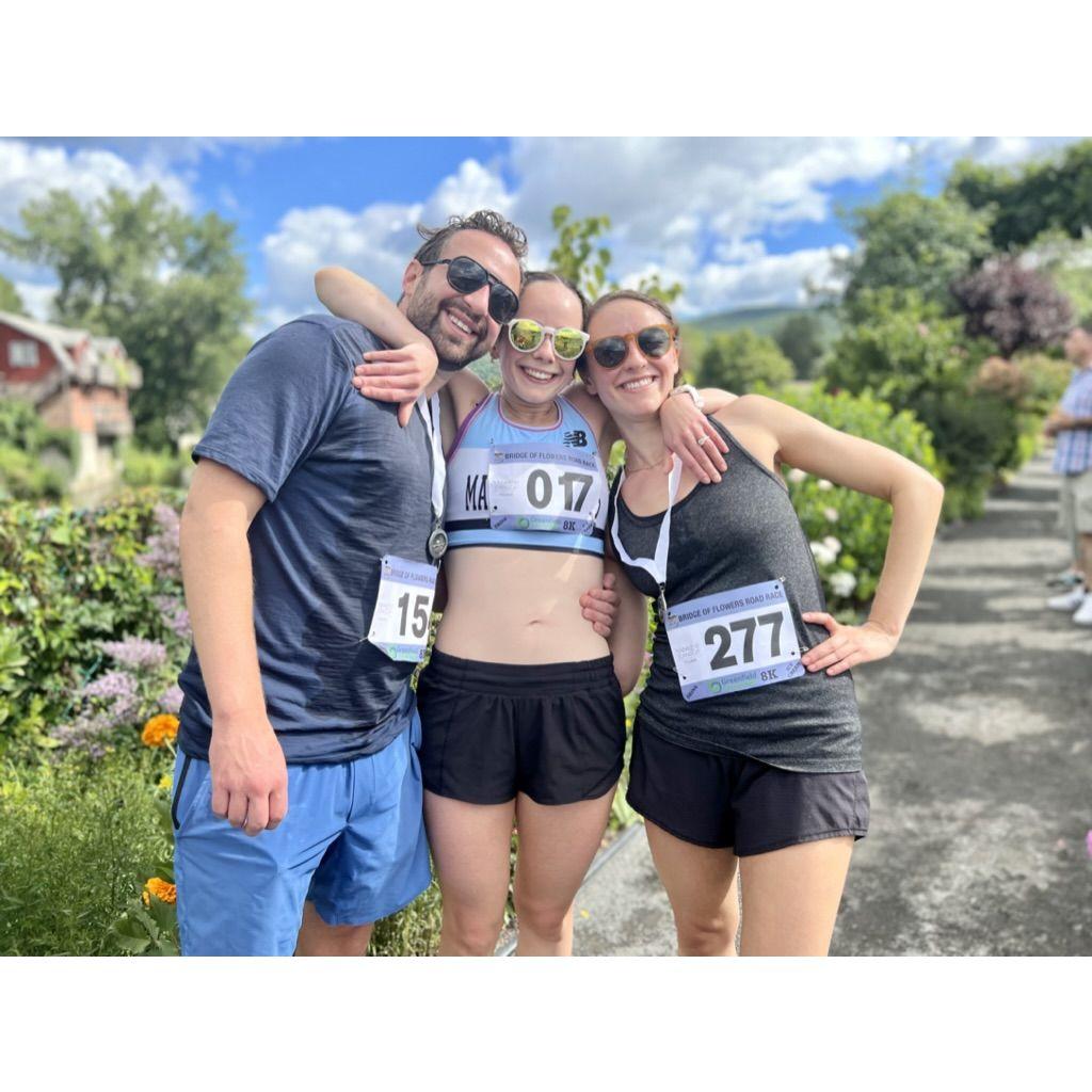 Shelburne Falls 8k, August 2022. Aviva and Leeor raced the 8k together, pushing each other the entire way!