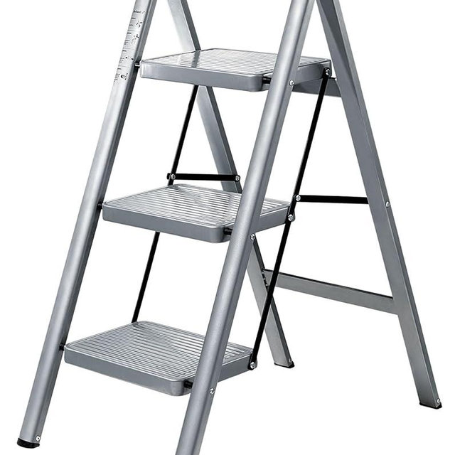 XinSunho 3 Step Ladder, Lightweight Folding Step Stool with Anti-Slip Wide Pedal, Portable Sturdy Steel Ladder 3 Steps, 331lbs Safety Kitchen & Household Ladder