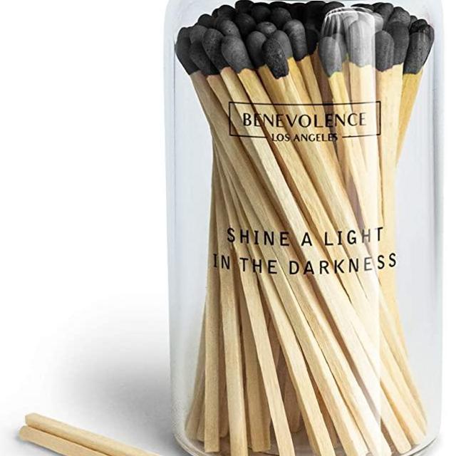 Decorative Matches, Premium Wooden Matches | Artisan Long Matches for Candles, Colored Safety Matches for Lighting Candles with Match Striker On The Bottle (Midnight Black)