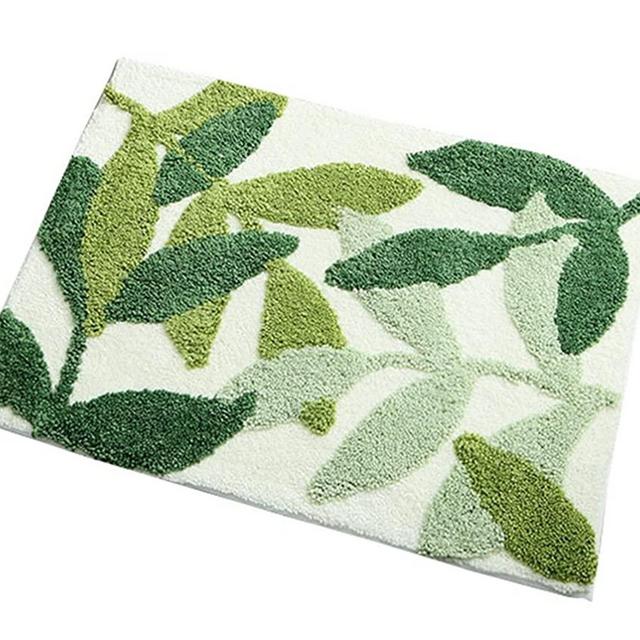 ZebraSmile Leaves Microfiber Strong Water Absortion Bath Rug Tower with Non Slip Back Inside Entryway Door Mat for Bathroom Indoor Doormat 19.5 X 31.5IN