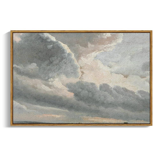 InSimSea Framed Canvas Wall Art, Landscape Wall Art, Study of Clouds Painting, Modern Farmhouse Decor, Rustic Wall Decor for Living Room, Bedroom, Office, 24"x36"