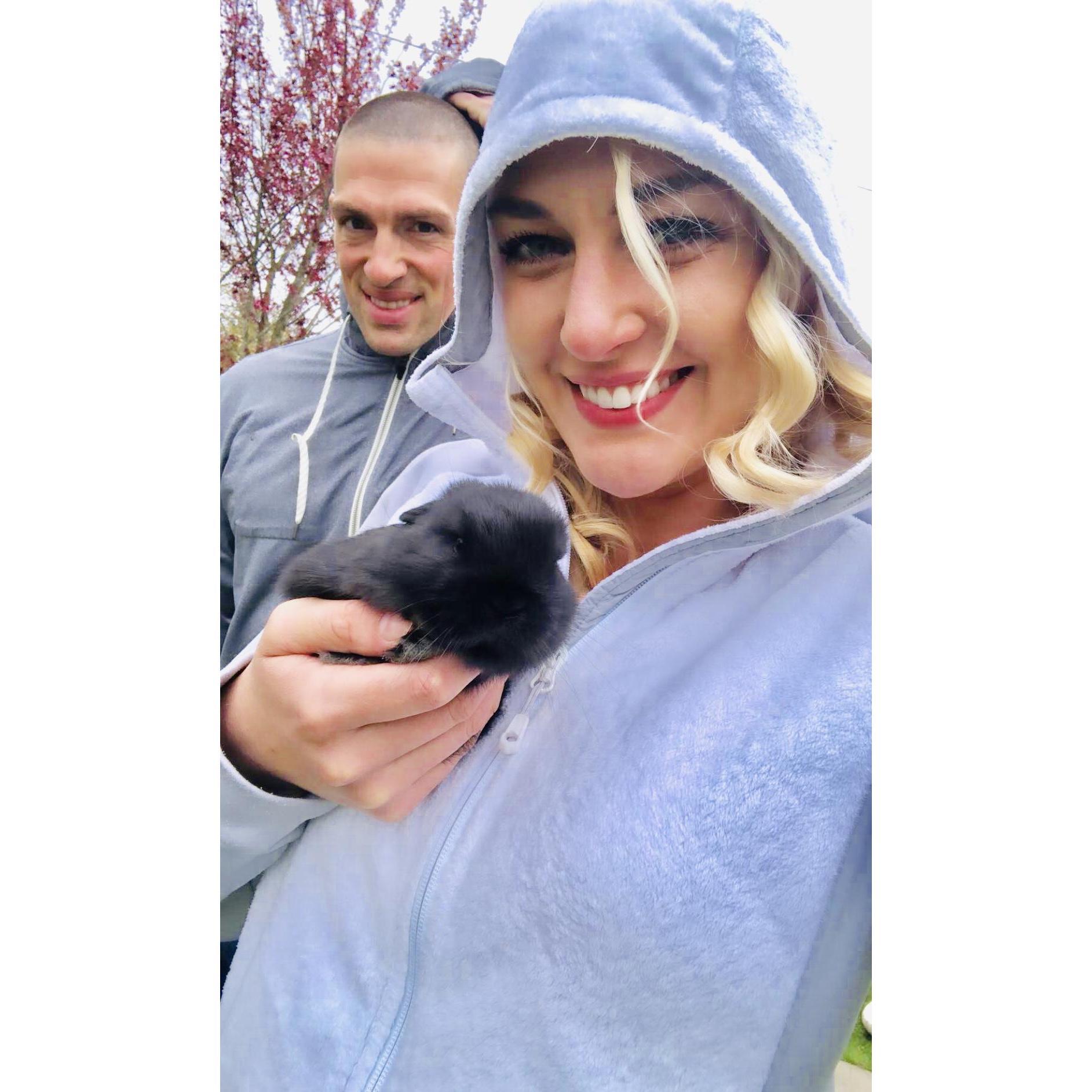 Nate picked out our bunny, Barry