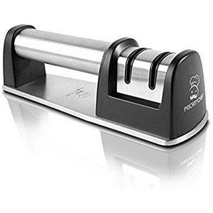 PriorityChef Knife Sharpener for Straight and Serrated Knives, 2-Stage Diamond Coated Wheel System, Sharpens Dull Knives Quickly, Safe and Easy to Use