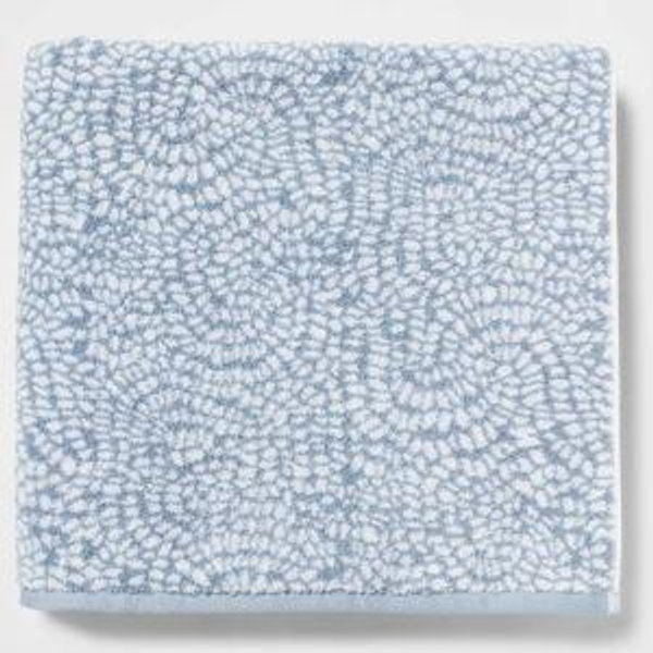 Performance Plus Oversized Bath Towel Light Blue Geo - Threshold™: 100% Cotton, Jacquard Terry, Fade-Resistant