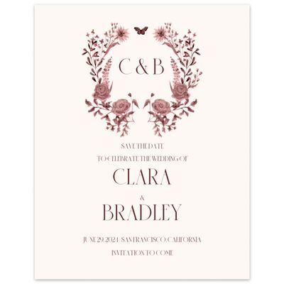Maroon, Red Wedding Digital Save the Date - Merryton Portrait
