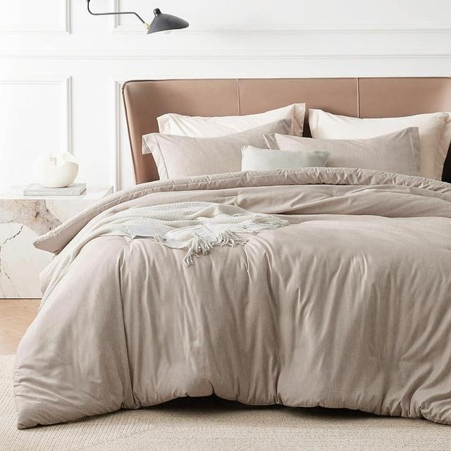 Bedsure Linen Duvet Cover Queen Size - Super Soft Cationic Dyed Duvet Cover for Kids with Zipper Closure, 3 Pieces, Includes 1 Duvet Cover (90"x90") & 2 Pillow Shams, NO Comforter