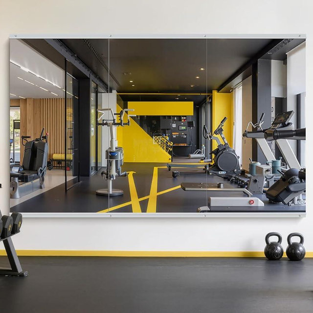 InfiniGlass Home Gym Mirror - 55x30 Inch, 3PCS Frameless Tempered Glass Full Body Mirror for Wall Mount - Ideal for Yoga, Workout, Bedroom, Dance Studio (Silver)