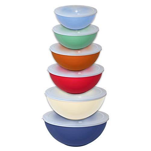 Gourmet Home Products 12 Piece Nested Polypropylene Mixing Bowl Food Storage Set with Lids, Slate Blue
