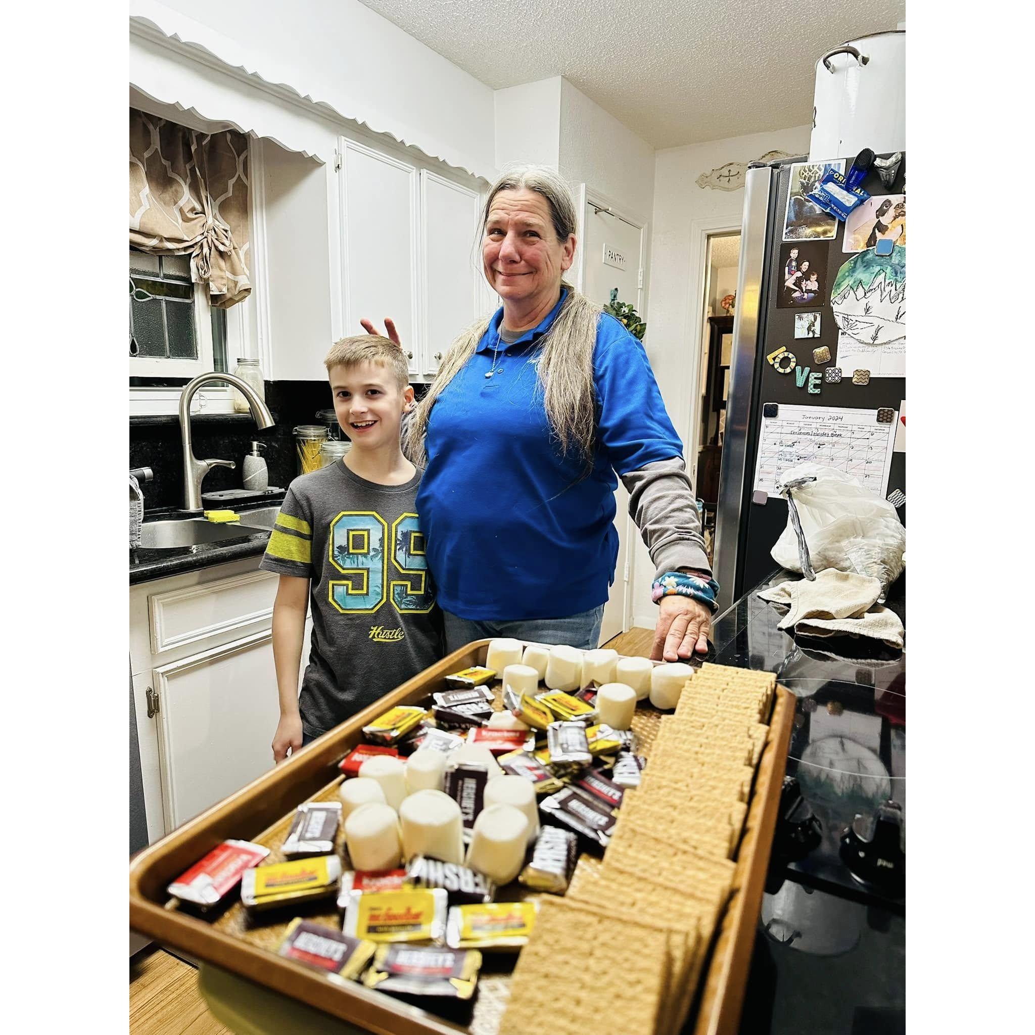 Aaron's parents really knew how to get to know the kids each time they came down! They brought supplies for smores on this trip!