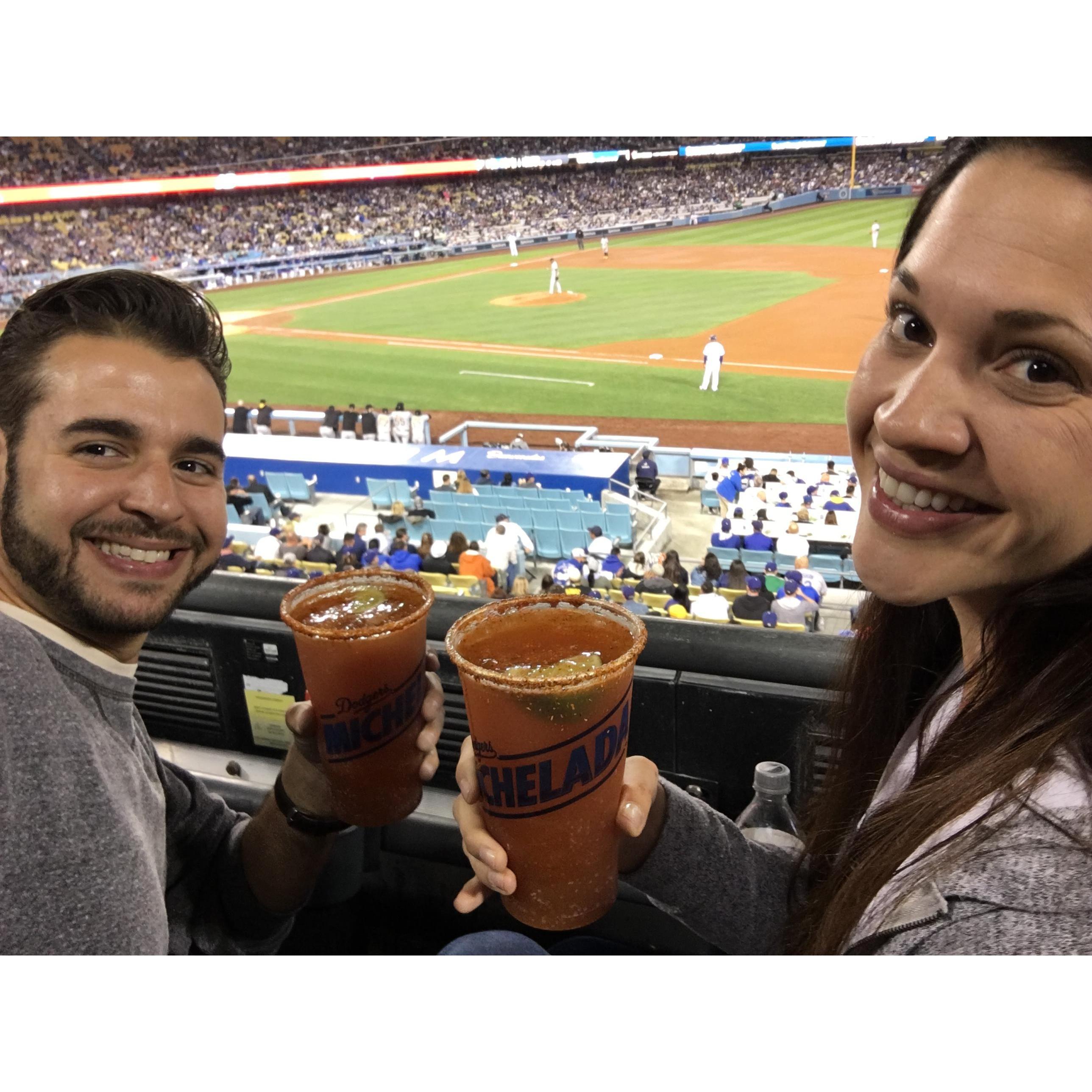 Our first Dodger game! GO DODGERS