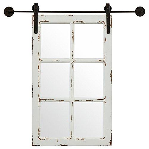 Stone & Beam Vintage-Look Rectangular Frame White Window Wood Mirror, 32.75 Inch Height, White