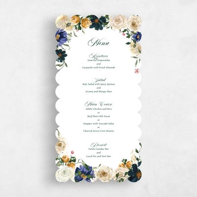White Scalloped Wedding Menu - Moderna