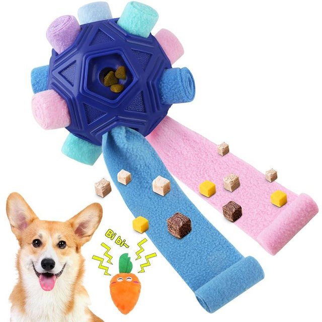 Petration Dog Snuffle Ball-Interactive Puzzle Dog Toys Encourage Natural Foraging Skills Slow Feeder for Training and Stress Relief, Cloth Strip Hiding Food Chew Toys for Any Size Dogs