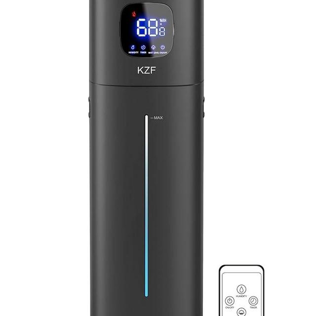 KZF Large Humidifier for Bedroom, 9L/2.5Gallon Ultrasonic Cool Mist Humidifier with Humidistat, 360°Nozzle, 350ML/H Big Mist Level, Suitable for Kids Room Livingroom Yoga Office Plant (Black)