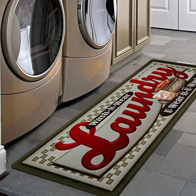 Pauwer Farmhouse Laundry Room Rug Runner 20"X59" Non Slip Laundry Rugs and Mats for Laundry Room Decor Washable Runner Rugs for Kitchen Floor Laundry Room Bathroom Hallway Entryway Area Rugs