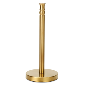 Gold Paper Towel Holder Stand Countertop with Heavy Weighted Stainless Steel Base, Free Standing Paper Towel Holder (Gold Brushed)