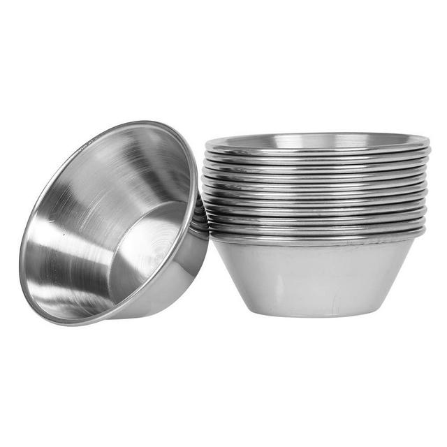 (12 Pack) Small Sauce Cups 1.5 oz, Commercial Grade Stainless Steel Dipping Sauce Cups, Individual Condiment Cups/Portion Cups/Ramekins by Tezzorio