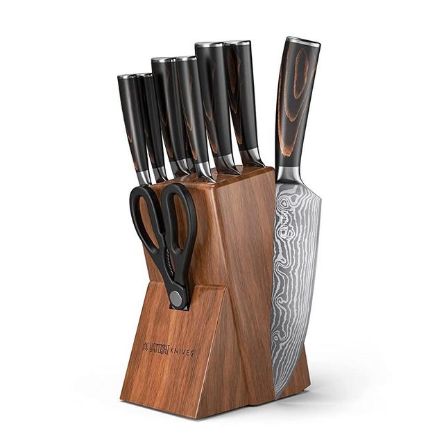 Yatoshi 7 Knife Block Set - Pro Kitchen Knife Set Ultra Sharp High Carbon Stainless Steel with Ergonomic Handle