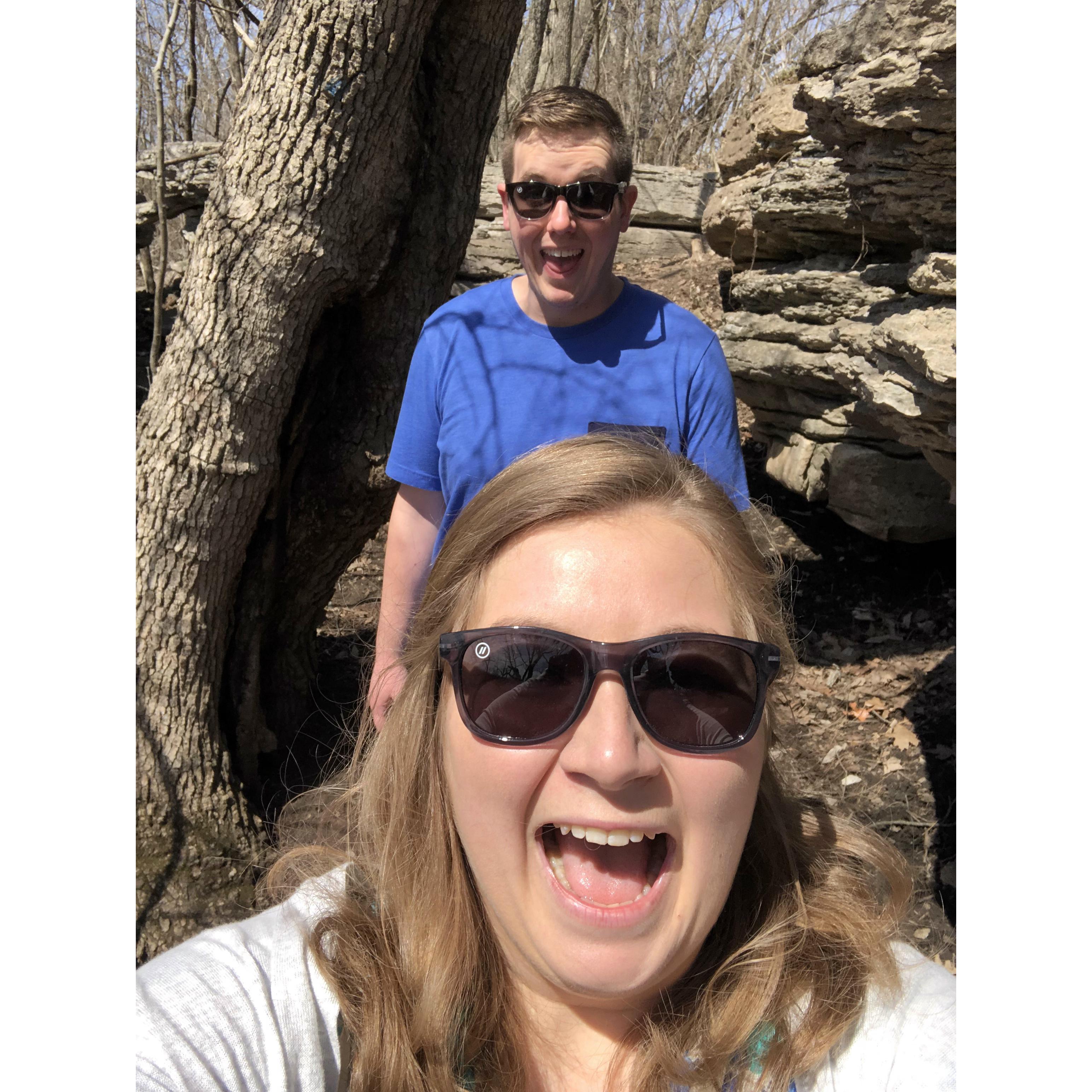 Our first of many hiking trips! This one in a small park in Kansas City over Spring Break.