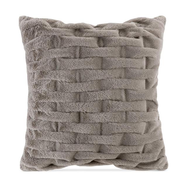 Madison Park Ruched 20" Square Faux-Fur Decorative Pillow