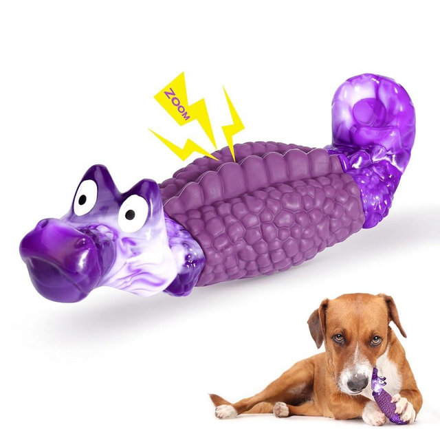 HGB Tough Dog Chew Toys for Aggressive Chewers, Squeaky Indestructible Dog Toy to Keep Them Busy & Reduce Boredom for Medium, Large Breed, Bacon Flavor