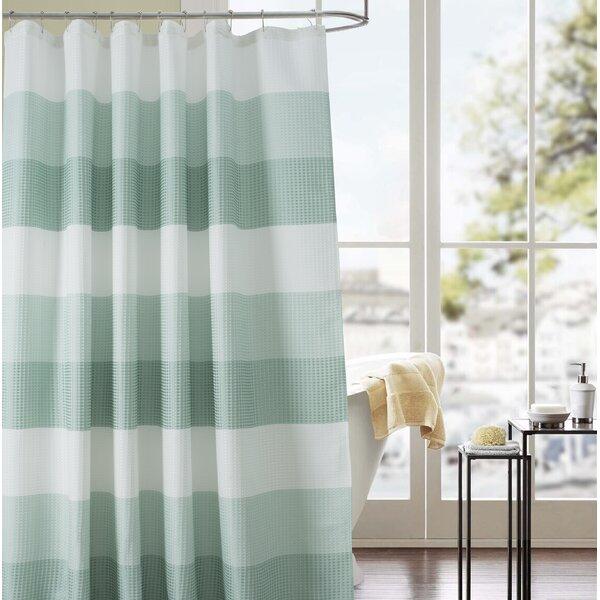 Clara Waffle Jacquard Single Shower Curtain- Aqua