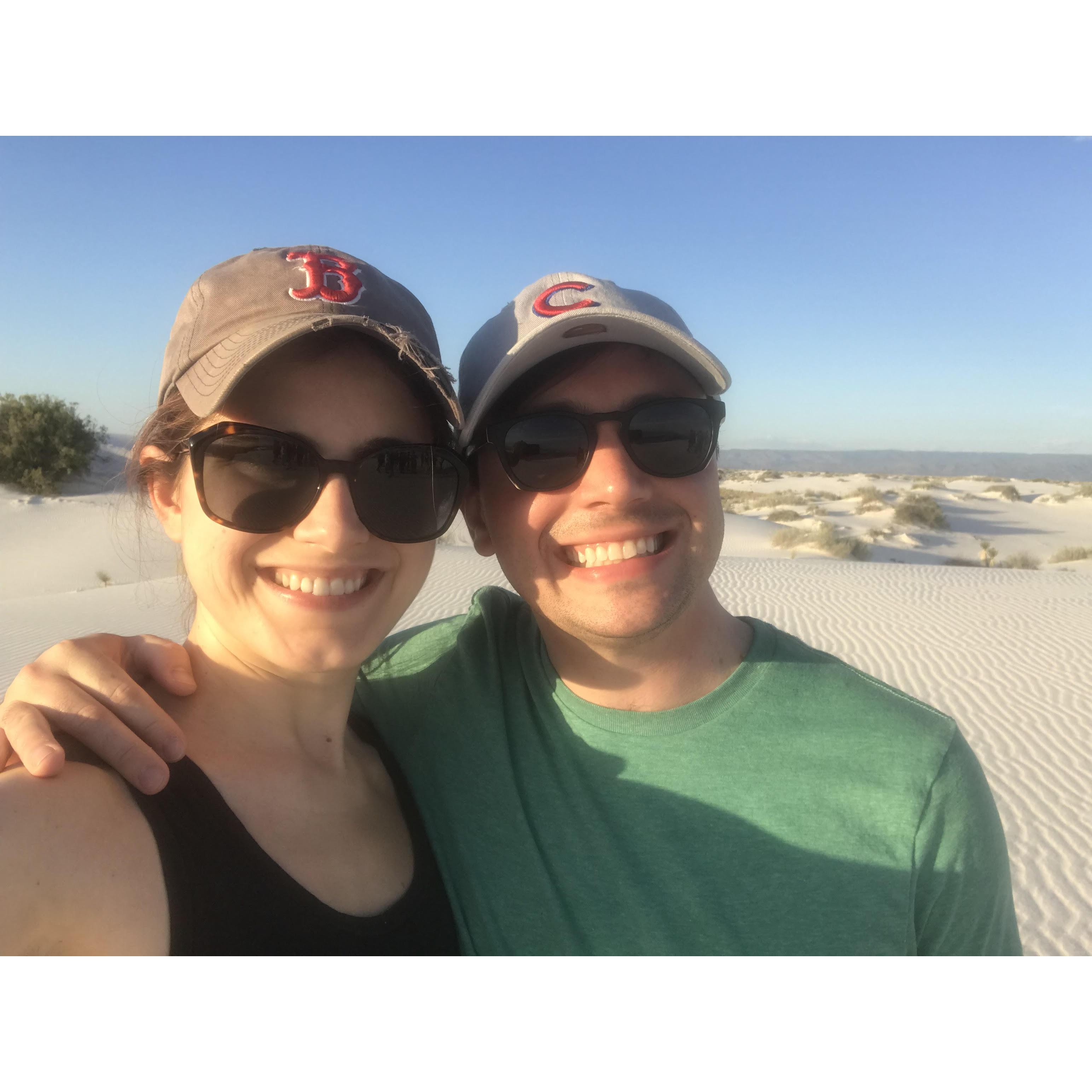 Repping our two favorite cities at White Sands National Park, September 2019