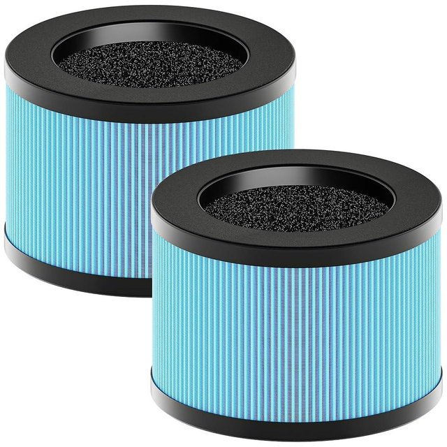 MK01 & MK06 True HEPA Filter Replacement Compatible with Aroeve MK01, MK06, ToLife TZ-K1 and Kloudi DH-JH01 Air Purifier, Standard Version, Blue, 2 Pack
