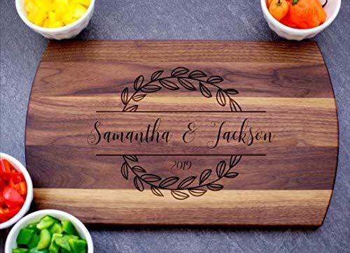 Personalized Cutting Board, Laser Engraved Gift for Anniversary or Wedding, Custom Charcuterie Board for Housewarming, Maple, Cherry, or Walnut in Three sizes, Unique Engagement Gift for Couple