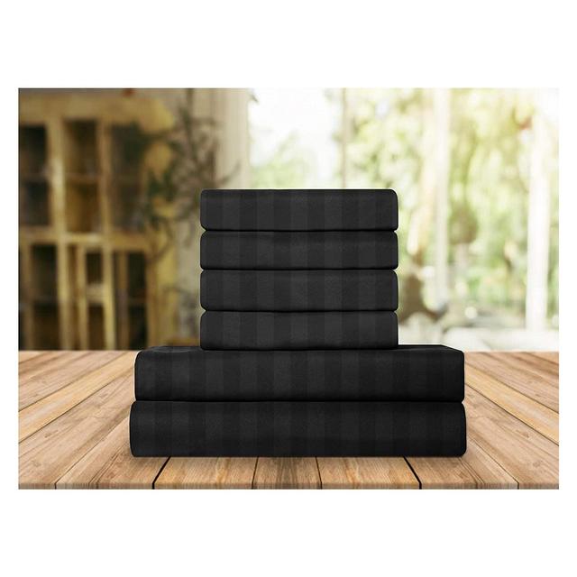 Elegant Comfort Luxurious Silky Soft Wrinkle & Fade Resistant 6-Piece Dobby Stripe Bed Sheet Set