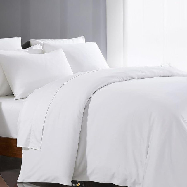 Bluemoon Homes Oversized King White Duvet Cover Series 100% Egyptian Cotton for Comforter Solid Pattern Quality Breathable Long Lasting Satee Weave Quilt Duvet Cover - 1 Piece Set