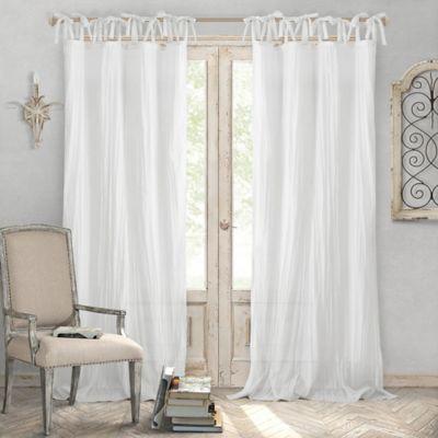 Elrene Jolie Crushed Semi-Sheer Tie Top Window Curtain Panel (White - 84 in)