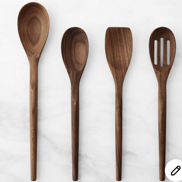 Williams Sonoma Walnut Wood Spoons, Set of 4