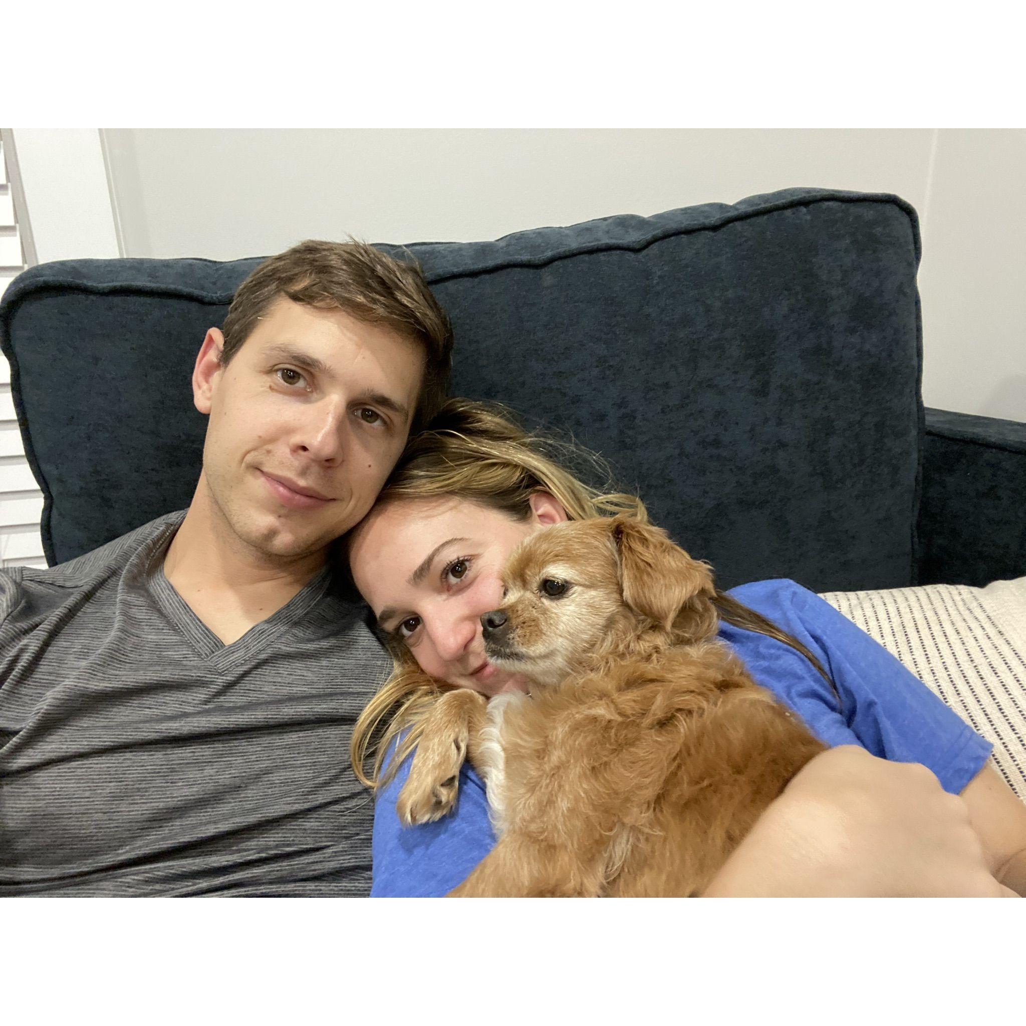 Cuddles at home with Whiskey