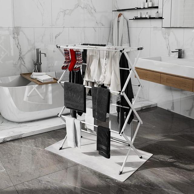 Rbitroise Foldable Drying Rack Clothing,Clothes Drying Rack Folding Indoor and Outdoor Rack,Laundry Drying Rack Collapsible-40.5" x 29.1" x 14.1",Black+ White