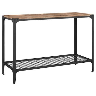 Angle Iron Rustic Wood Sofa Entry Table - Barnwood - Saracina Home