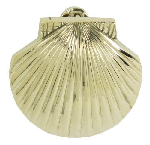 Vintage Decorative Shell Hardware Door Knocker Polished Brass Beach House Sea