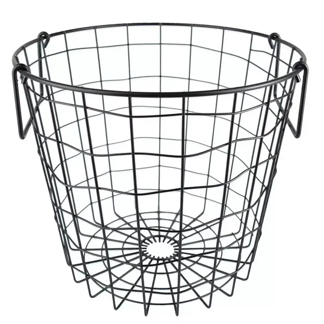 Design Imports Stackable Metal Round Storage Bin in Black