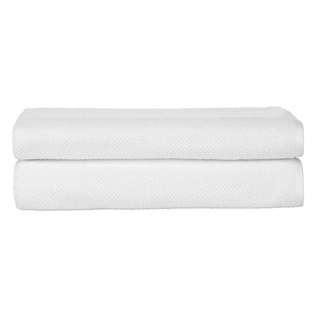 Nate Home by Nate Berkus 100% Cotton Textured Rice Weave Bath Sheet Towel Set of 2 | Soft and Absorbent Solid Bathroom Towels from mDesign - Set of 2, Snow (White)