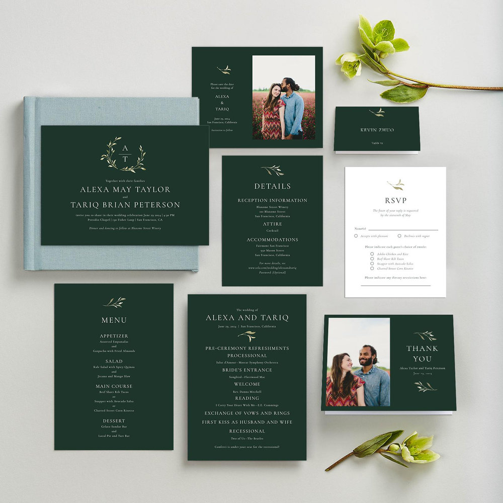 Somerset | Dark Forest | Zola Wedding Place Cards